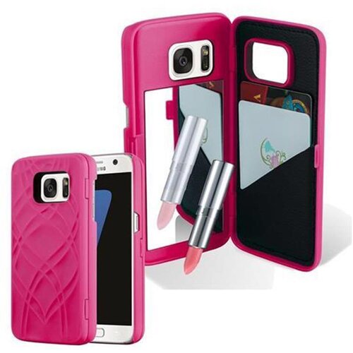 Cadorabo Ohi&amp;scaron;je, združljiv s Samsungom v Pink - Trdo za&amp;scaron;čitni pokrov z ogledalom in karticami, (20565858) Slike