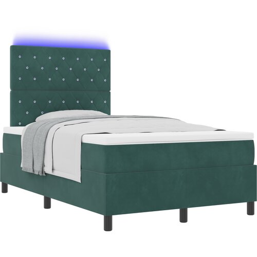 vidaXL Okvir kreveta s madracem i LED-om tamnozelene boje 120x190 cm baršun Cijene