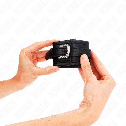 Kink Okovi Za Zapestje Rhinestone Buckle Black Slike