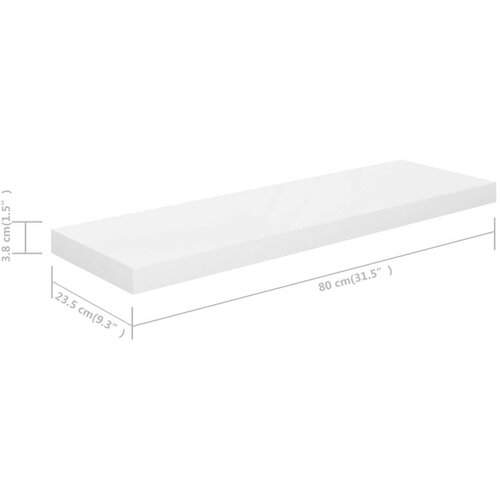 VidaXL plutajuća zidna polica visoki sjaj bijela 80x23,5x3,8 cm MDF Slike