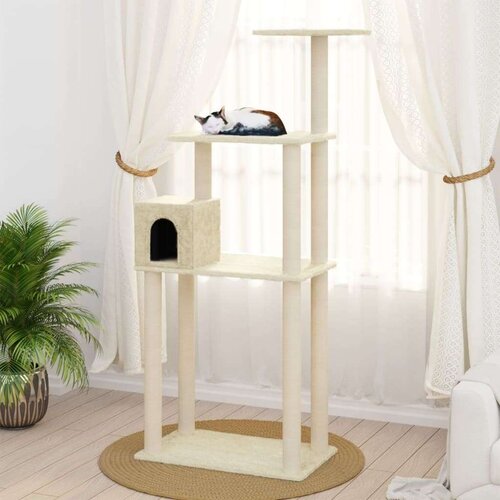 vidaXL penjalica za mačke sa stupovima za grebanje krem 147 cm Cene
