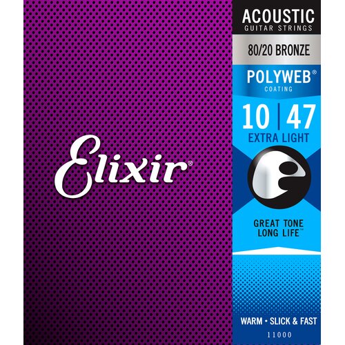 Elixir Žice za akustičnu gitaru 11000 Extra Light, .010-.047, Polyweb Slike