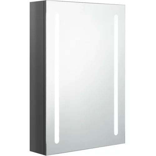 vidaXL LED kopalniška omarica z ogledalom sijoče siva 50x13x70 cm, (20716806)