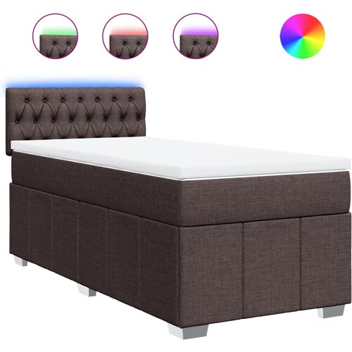 VidaXL Krevet s oprugama i madracem tamnosmeđi 90 x 190 cm od tkanine Slike