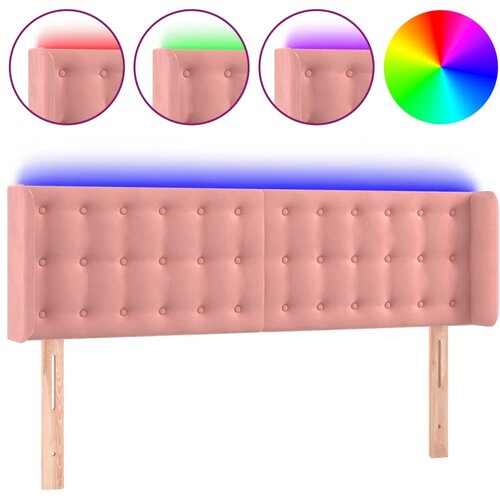 Maison Chic led posteljno vzglavje - vzglavna omarica - nočna omarica roza 147x16x78/88 cm žamet, (21707115) Slike