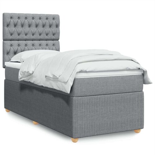 Box spring krevet s madracem svjetlosivi 90x190 cm od tkanine Cijene