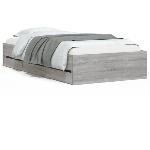 Maison Chic Posteljni okvir - Enojna postelja - Postelja za odrasle s predali siva sonoma 100x200 cm inženirski les, (21696094) Slike