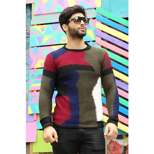 Madmext 2803 Patch Patterned Sweater - Crew neck Black