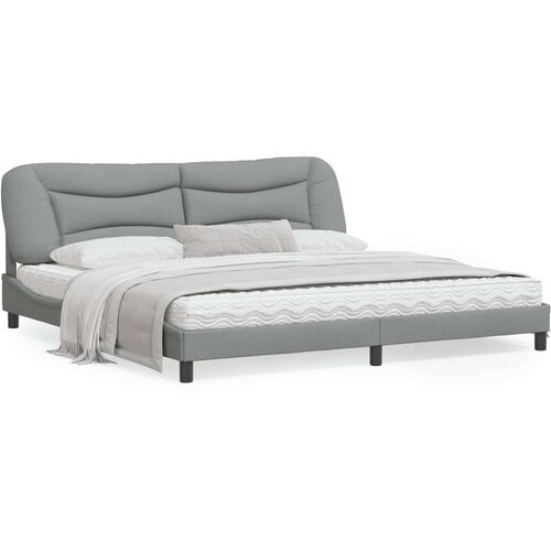  Okvir kreveta s LED svjetlima svjetlosivi 200x200 cm od tkanine Cene