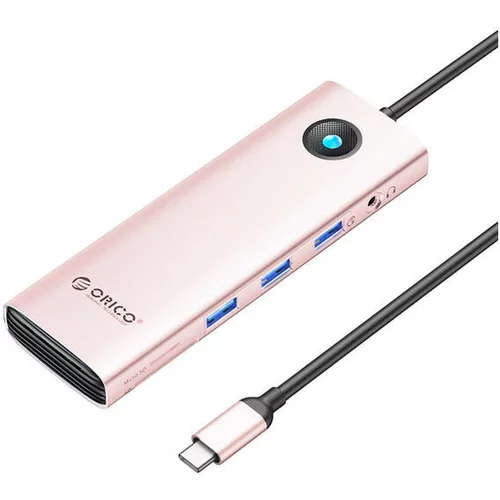 Orico Priključna postaja HUB 10v1 USB-C, HDMI, 3xUSB, SD/TF, Audio (roza zlata)