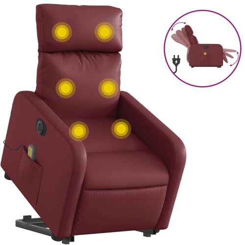 vidaXL Električni masažni naslonjač na podizanje crvena boja vina Cijene