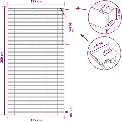  Venecijanska roleta Tamno smeđa 125 x 250 cm 35 mm Slike