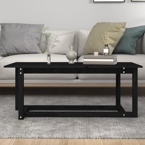  Stolić za kavu crni 110 x 55 x 45 cm od masivne borovine Slike