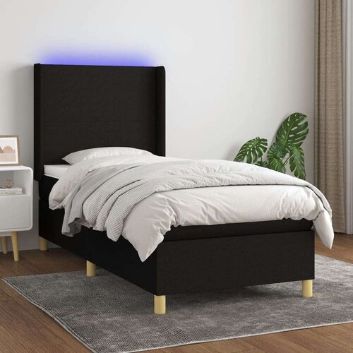  Box spring postelja z vzmetnico LED črna 80x200 cm blago, (20790899) Slike