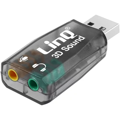 LINQ Zunanja zvocna kartica USB na 2x 3,5 mm prikljucek, zvocni mikrofon, crna, (20826648)