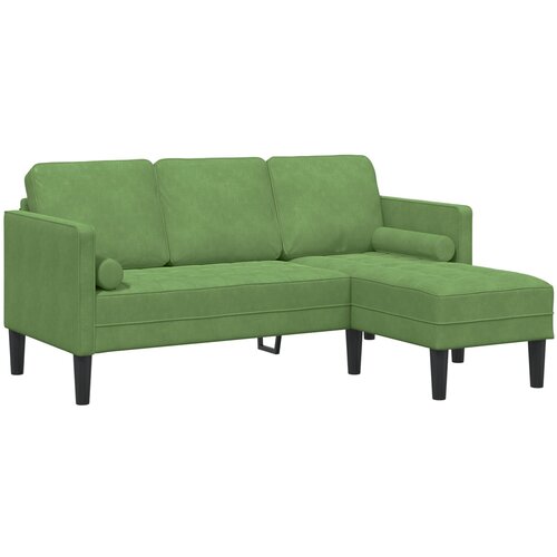 vidaXL Sofas 3-sjedala s Chaise L-oblikom svijetlozelena 160 cm pliš Cijene