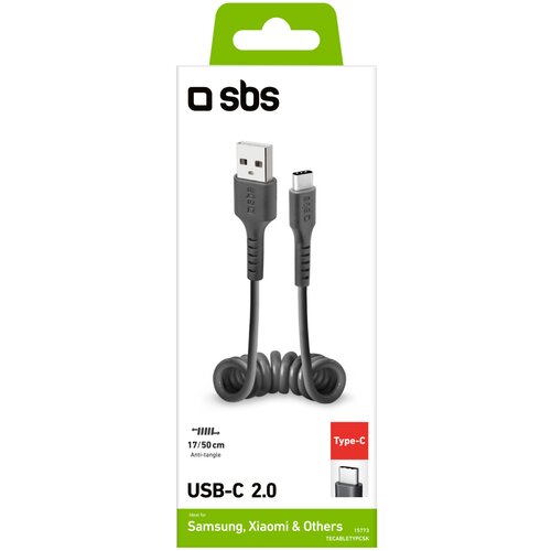 Sbs USB-/USB-C-Kabel schwarz 17 bis 50cm Slike
