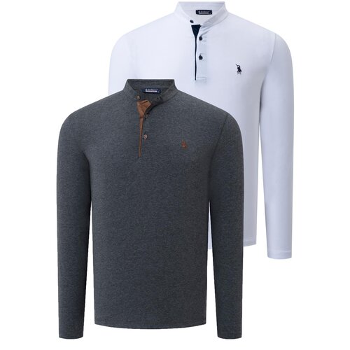 Dewberry DOUBLE SET V4009 MEN'S SWEATSHIRT-WHITE-ANTHRACITE Cijene