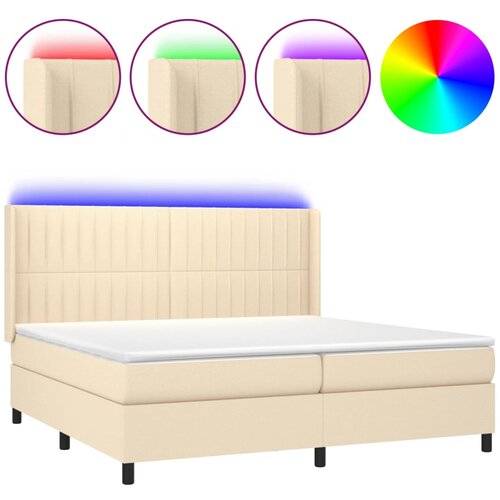 VidaXL Box spring postelja z vzmetnico LED krem 200x200 cm blago, (20901528) Slike