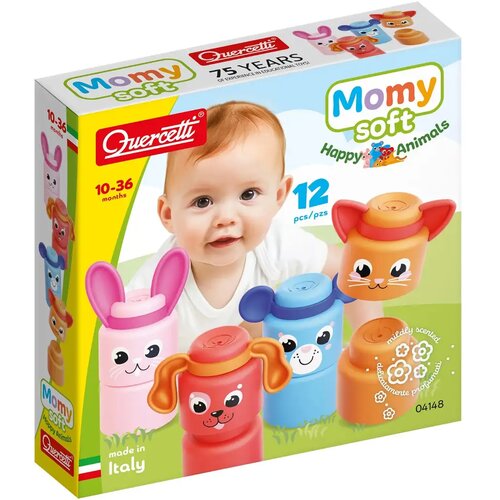 Quercetti Momy Soft sretne životinje, set od 12 mekanih građevinskih kocki Slike
