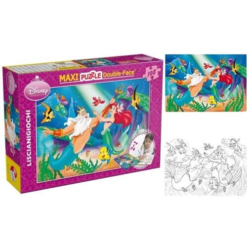 Lisciani Ariel Mala morska deklica 2 v 1, 108-delni puzzle in pobarvanka 70x50 cm &ndash; Lisciani Cene