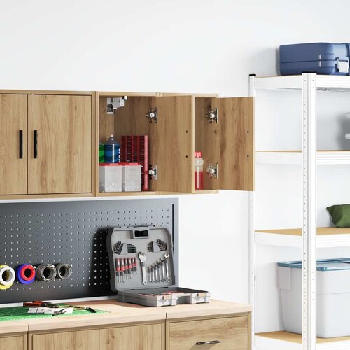 vidaXL Garažne stenske omare 2 kosa artisan hrast inženirski les Cene