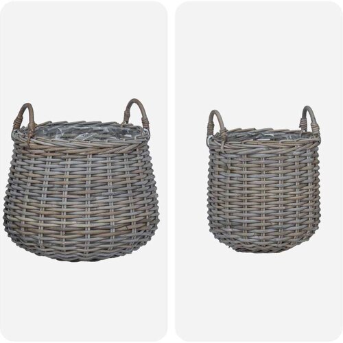  Vazon ko&amp;scaron; s pohranom 2 pcs Siva Lacak Ratan - Siva Slike
