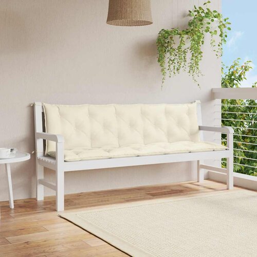  Jastuk za vrtnu klupu krem bijeli 180x(50+50)x7 cm od tkanine Cene