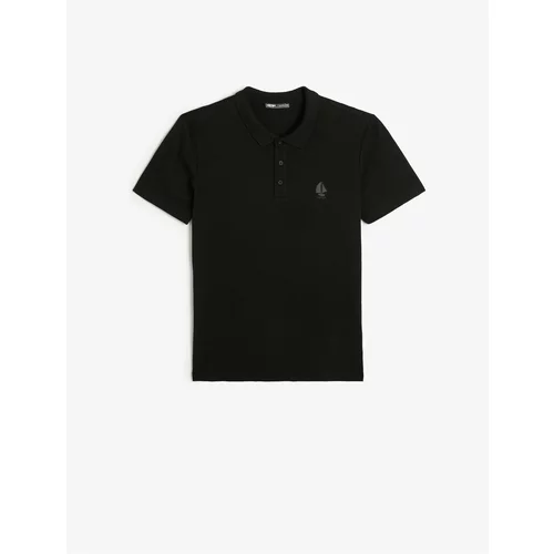Koton Polo Neck T-Shirt Minimal Printed Buttoned Short Sleeve