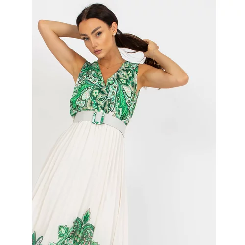 Fashion Hunters Green one size pleated midi dress with a belt
