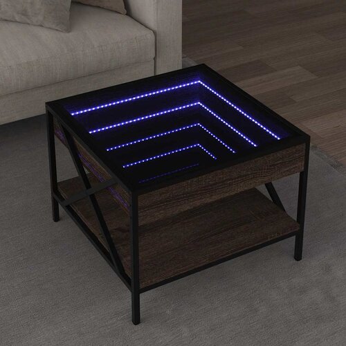  Stolić s beskonačnim LED svjetlima boja hrasta 50x50x38 cm Cijene