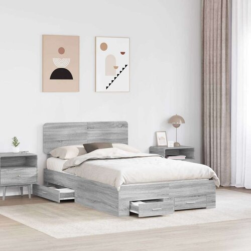  Okvir za krevet s uzglavljem Siva Sonoma 120 x 190 cm Slike