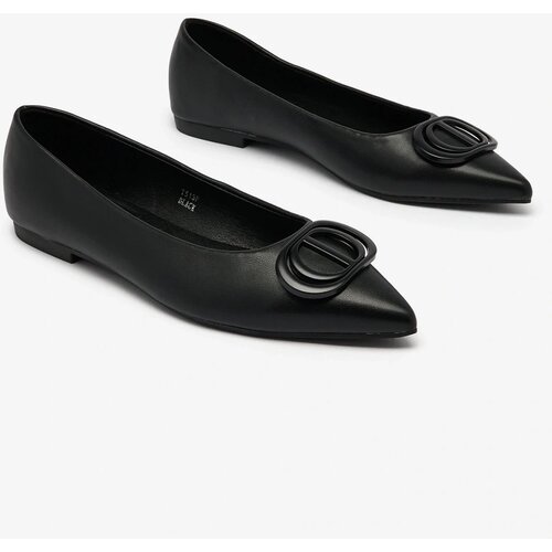 Resti Black women's pointed-toe ballerinas with Manixy nose embellishment Cene