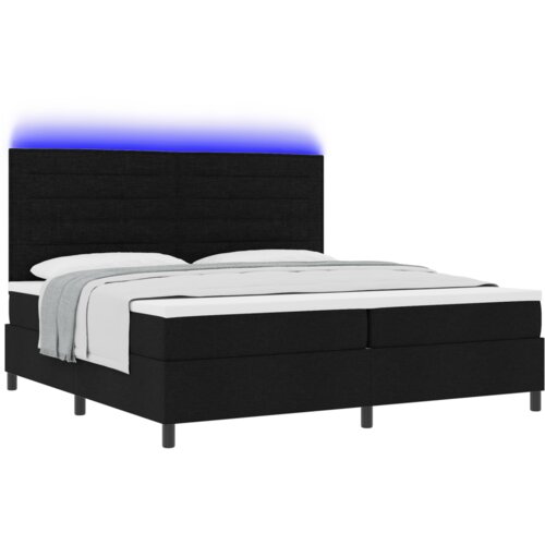 VidaXL krevet s oprugama madracem i LED-om crne boje 200x200 cm tkanina Slike