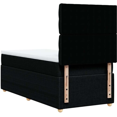 VidaXL Krevet s oprugama i madracem crni 90x200 cm od tkanine Slike