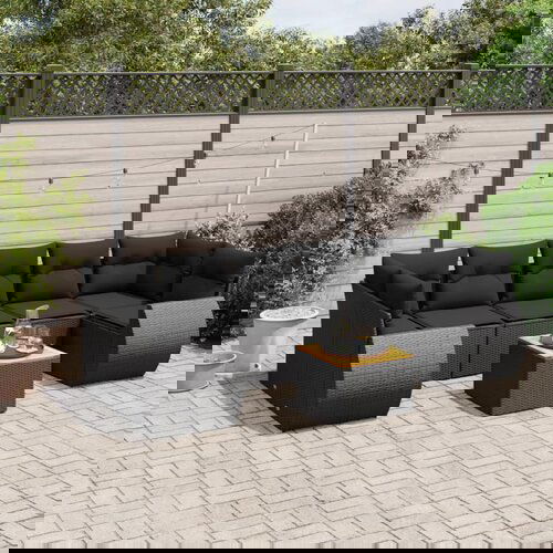 VidaXL 8-dijelni set vrtnih sofa od poliratana s jastucima crni Slike