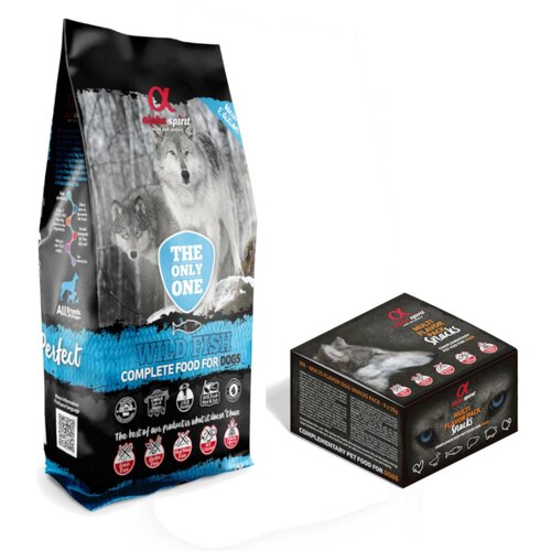 Alpha Spirit 12 kg The Only One + 9 x 35 g Snacks Mix gratis! - Wild Fish + Snacks mješovito pakiranje Cijene