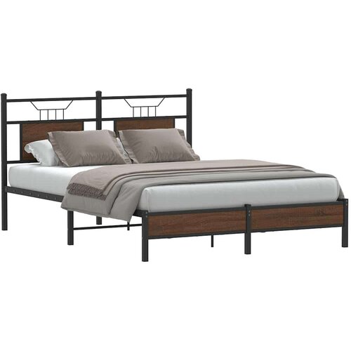 VidaXL okvir kreveta bez madraca smeđi hrast 150x200 cm izrađeno drvo Slike