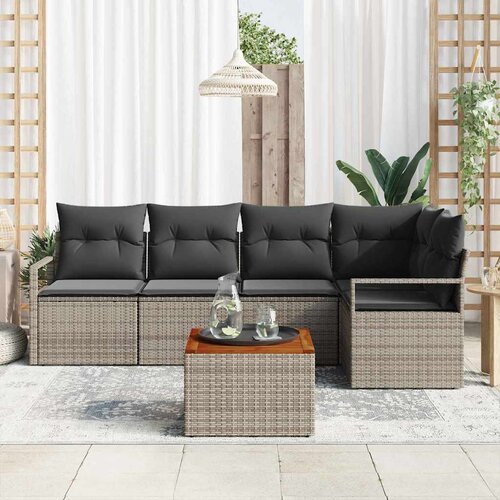  Sjedeća garnitura za vrt 6 kom. Siva poliratan 232 x 122 x 69 cm Slike