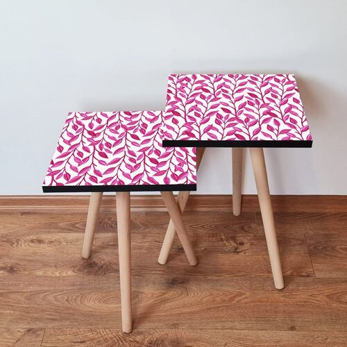 Hanah home 2Shp378 - fuchsia fuchsiawhite nesting table (2 pieces) Cene