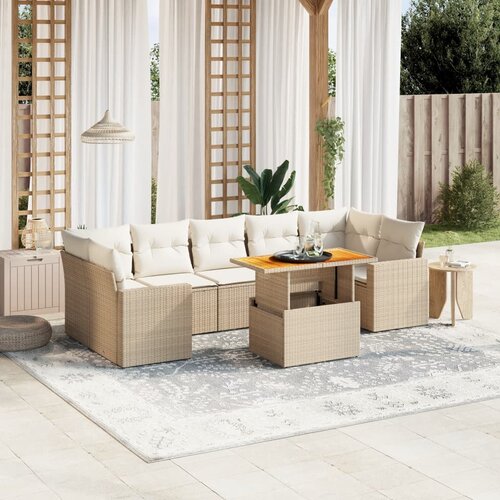 VidaXL 8-dijelni set vrtnih sofa od poliratana s jastucima bež Slike