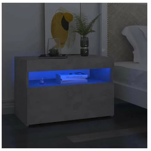  Nočna omarica z LED lučkami betonsko siva 60x35x40 cm