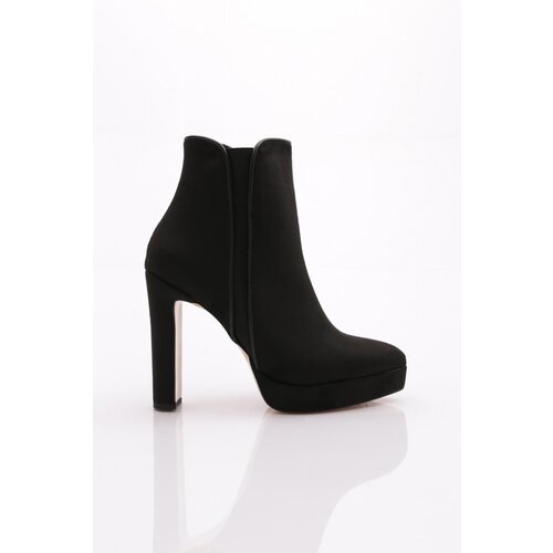 DGN 623 Women's Heeled Boots Black Suede Slike