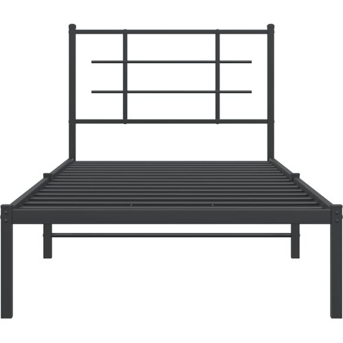  Metalni okvir za krevet s uzglavljem crni 90x190 cm Slike
