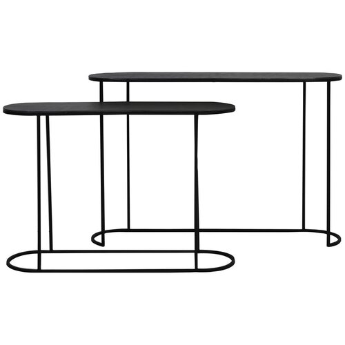 Light & Living Črne kovinske stranske mizice v kompletu 2 ks 28x118 cm Bocov – Cene