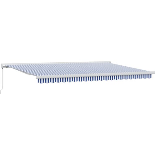 vidaXL ročni retraktibilni senčnik Modro-beli 500x300 cm Cene