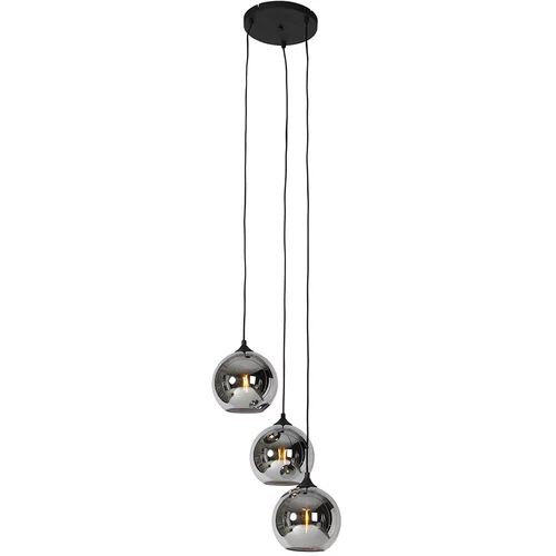 QAZQA Pametna viseča svetilka črna z dimnim steklom, vključno s 3 WiFi A60 - Wallace