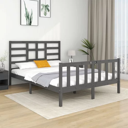 Okvir za krevet od masivnog drva sivi 135 x 190 cm 4FT6 bračni