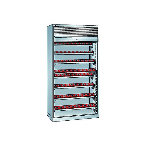 LISTA cnc omara za orodje z rolojem, 8 polic, 80 držal hsk 63 A+C+E/80 b+d+f, svetlo sive barve ral 7035 Slike