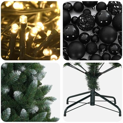 Umjetno božićno drvce s kuglicama 210 cm 300 LED lampica - 210 cm s LED-ima i crnim lopticama Slike